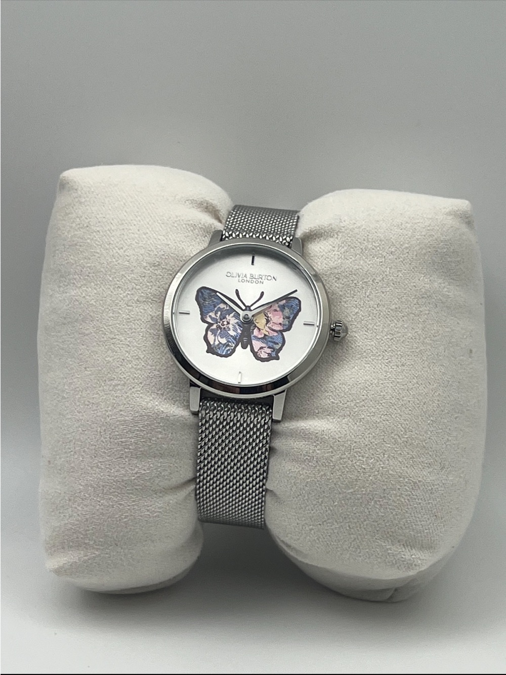 Olivia Burton Signature Butterfly 28 mm Silver Mesh Watch 24000127